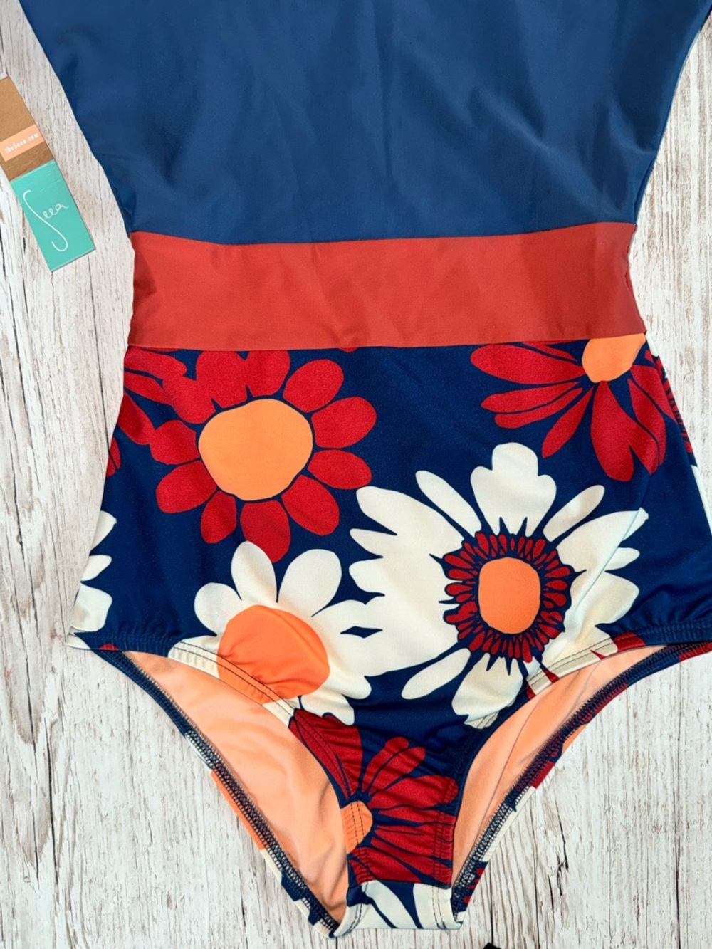 NWT Seea Hermosa Long Sleeve One Piece Swimsuit Bathing Suit Marguerite S - Picture 4 of 16